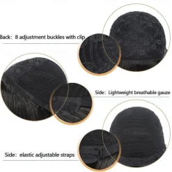 Human Hair Body Wave Dovetail Wig Short Pixie Cut Wigs Glueless Brazilian Human Hair Wigs For Women Black Full Machine Made Wig With Bangs