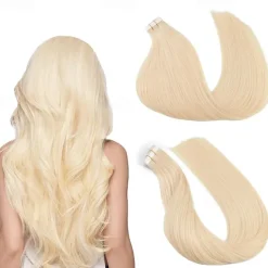 Human Hair Extensions Seamless 613# Golden Blonde Hair Tape In Straight Hair 18Inch 60g 20Pcs