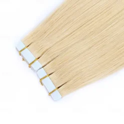 Human Hair Extensions Seamless 613# Golden Blonde Hair Tape In Straight Hair 18Inch 60g 20Pcs