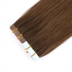 Human Hair Extensions Seamless 4# Brown Color Hair Tape In Straight Hair 18Inch 60G 20Pcs
