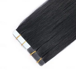 Human Hair Extensions Seamless 1# Black Tape In Straight Hair 18Inch 60G 20Pcs