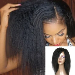 Human Hair Wig Long kinky Straight With Bangs Natural Party Fashion Best Quality Capless Brazilian Hair Women's Natural Black #1B 12 inch 14 inch 16 inch New Year Daily Thanksgiving