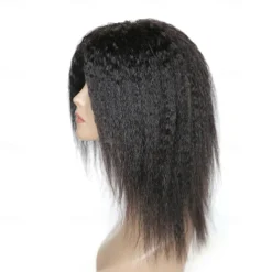 Human Hair Wig Long kinky Straight With Bangs Natural Party Fashion Best Quality Capless Brazilian Hair Women's Natural Black #1B 12 inch 14 inch 16 inch New Year Daily Thanksgiving