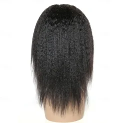 Human Hair Wig Long kinky Straight With Bangs Natural Party Fashion Best Quality Capless Brazilian Hair Women's Natural Black #1B 12 inch 14 inch 16 inch New Year Daily Thanksgiving