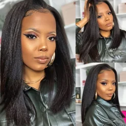 Human Hair Wig Long kinky Straight With Bangs Natural Party Fashion Best Quality Capless Brazilian Hair Women's Natural Black #1B 12 inch 14 inch 16 inch New Year Daily Thanksgiving