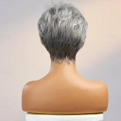 Human Hair Wig Short Straight With Bangs Dark Gray Soft Party Women Capless Brazilian Hair Women's Grey 8 inch Party / Evening Daily Daily Wear