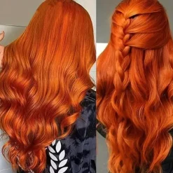 Human Hair 13x4 Body Wave Orange Ginger Lace Front Wigs 12-28 Inch150% Density With Baby Hair For Black Women Lace Frontal Wig