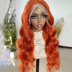 Human Hair 13x4 Body Wave Orange Ginger Lace Front Wigs 12-28 Inch150% Density With Baby Hair For Black Women Lace Frontal Wig