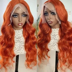 Human Hair 13x4 Body Wave Orange Ginger Lace Front Wigs 12-28 Inch150% Density With Baby Hair For Black Women Lace Frontal Wig
