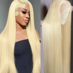 Human Hair 13x4 Lace Front Wig Free Part Peruvian Hair Natural Straight Blonde Wig 150% Density with Baby Hair Glueless Pre-Plucked For wigs for black women Long Human Hair Lace Wig