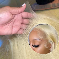 Human Hair 13x4 Lace Front Wig Free Part Peruvian Hair Natural Straight Blonde Wig 150% Density with Baby Hair Glueless Pre-Plucked For wigs for black women Long Human Hair Lace Wig