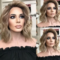 Human Hair 13x4 Lace Front Wig Short Bob Brazilian Hair Wavy Multi-color Wig 130% 150% Density with Baby Hair Highlighted / Balayage Hair Glueless For Women Short Human Hair Lace Wig