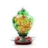 Hummingbird Feeder,Glass Bird Feeder with Color Hand Blown Glass,Leakproof Nectar Capacity Hummingbird Feeders, Garden Bird Feeders with Ant Moat Hook Easy to Clean & Filling