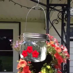 Hummingbird Feeders for Outdoors Portable Applies to All Birds, Bottle Hanging Humming Bird Feeder Outside, Leak-Proof Easy to Clean and Fill, with 3 Feeding Port