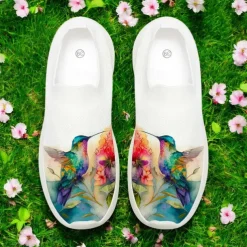 Hummingbird Print Flyknit Sneakers with Breathable Upper, Flexible Sole and Comfortable Design for Everyday Casual Outfits