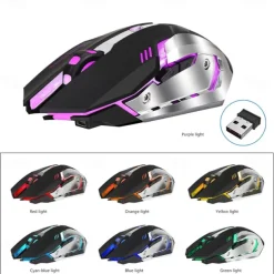 HXSJ M10 2.4Ghz Wireless Gaming Mouse 2400dpi Built-in Battery Rechargeable 7 Color Backlight Breathing Comfort Gamer Mice