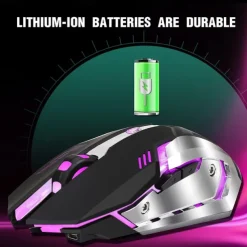 HXSJ M10 2.4Ghz Wireless Gaming Mouse 2400dpi Built-in Battery Rechargeable 7 Color Backlight Breathing Comfort Gamer Mice