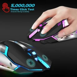 HXSJ M10 2.4Ghz Wireless Gaming Mouse 2400dpi Built-in Battery Rechargeable 7 Color Backlight Breathing Comfort Gamer Mice