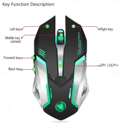 HXSJ M10 2.4Ghz Wireless Gaming Mouse 2400dpi Built-in Battery Rechargeable 7 Color Backlight Breathing Comfort Gamer Mice