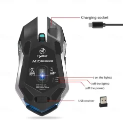 HXSJ M10 2.4Ghz Wireless Gaming Mouse 2400dpi Built-in Battery Rechargeable 7 Color Backlight Breathing Comfort Gamer Mice