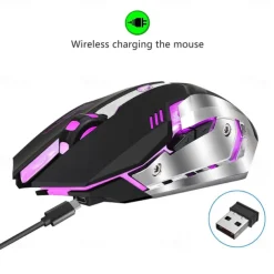 HXSJ M10 2.4Ghz Wireless Gaming Mouse 2400dpi Built-in Battery Rechargeable 7 Color Backlight Breathing Comfort Gamer Mice