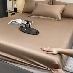 Ice Silk Bed Sheet Single Piece Summer Ice Silk Bed Cover Simmons Mattress Protector Bed Cover Three Piece Set