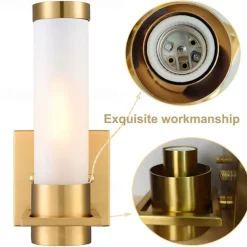 IModern Wall Light Fixture Nickel 1 PCS Wall Sconce Bathroom Wall Lighting with Cylinder Clear Glass Shade for Bathroom 110-240V