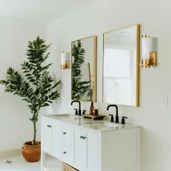 IModern Wall Light Fixture Nickel 1 PCS Wall Sconce Bathroom Wall Lighting with Cylinder Clear Glass Shade for Bathroom 110-240V