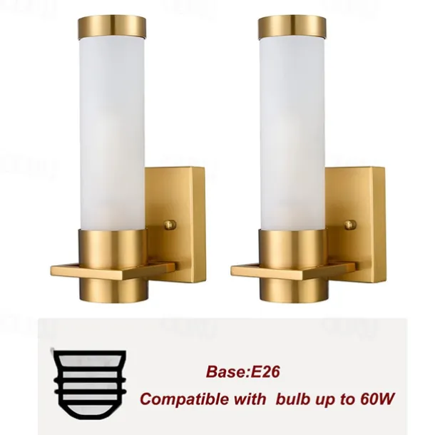 IModern Wall Light Fixture Nickel 1 PCS Wall Sconce Bathroom Wall Lighting with Cylinder Clear Glass Shade for Bathroom 110-240V