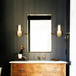 IModern Wall Light Fixture Nickel 1 PCS Wall Sconce Bathroom Wall Lighting with Cylinder Clear Glass Shade for Bathroom 110-240V