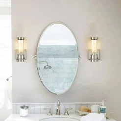 IModern Wall Light Fixture Nickel 1 PCS Wall Sconce Bathroom Wall Lighting with Cylinder Clear Glass Shade for Bathroom 110-240V