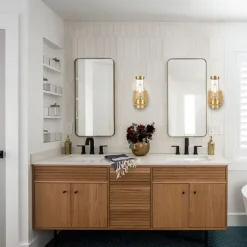 IModern Wall Light Fixture Nickel 1 PCS Wall Sconce Bathroom Wall Lighting with Cylinder Clear Glass Shade for Bathroom 110-240V