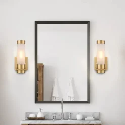 IModern Wall Light Fixture Nickel 1 PCS Wall Sconce Bathroom Wall Lighting with Cylinder Clear Glass Shade for Bathroom 110-240V