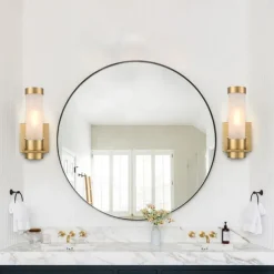 IModern Wall Light Fixture Nickel 1 PCS Wall Sconce Bathroom Wall Lighting with Cylinder Clear Glass Shade for Bathroom 110-240V