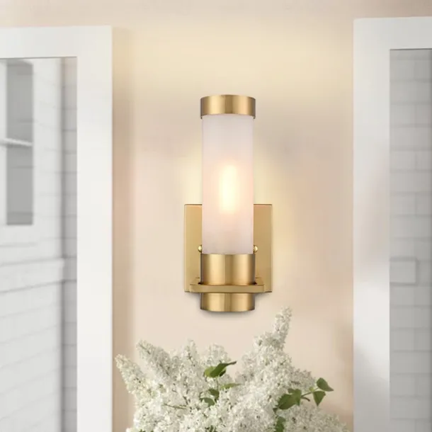 IModern Wall Light Fixture Nickel 1 PCS Wall Sconce Bathroom Wall Lighting with Cylinder Clear Glass Shade for Bathroom 110-240V