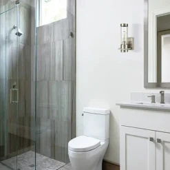 IModern Wall Light Fixture Nickel 1 PCS Wall Sconce Bathroom Wall Lighting with Cylinder Clear Glass Shade for Bathroom 110-240V