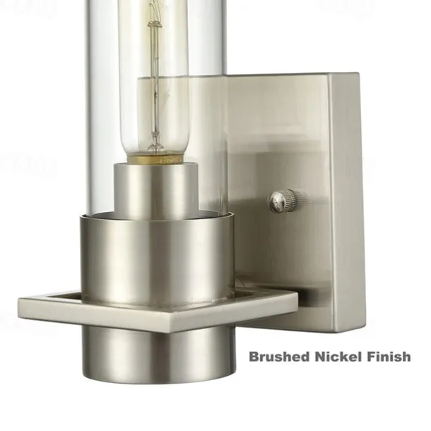 IModern Wall Light Fixture Nickel 1 PCS Wall Sconce Bathroom Wall Lighting with Cylinder Clear Glass Shade for Bathroom 110-240V