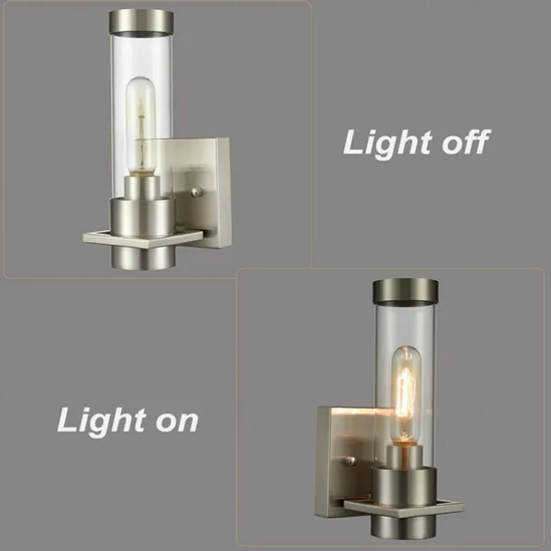 IModern Wall Light Fixture Nickel 1 PCS Wall Sconce Bathroom Wall Lighting with Cylinder Clear Glass Shade for Bathroom 110-240V