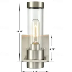 IModern Wall Light Fixture Nickel 1 PCS Wall Sconce Bathroom Wall Lighting with Cylinder Clear Glass Shade for Bathroom 110-240V