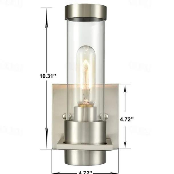 IModern Wall Light Fixture Nickel 1 PCS Wall Sconce Bathroom Wall Lighting with Cylinder Clear Glass Shade for Bathroom 110-240V