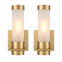 IModern Wall Light Fixture Nickel 1 PCS Wall Sconce Bathroom Wall Lighting with Cylinder Clear Glass Shade for Bathroom 110-240V