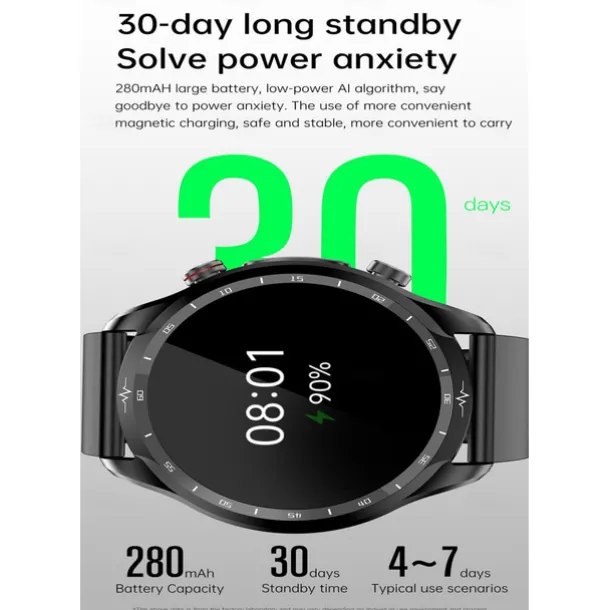 iMosi E430 Smart Watch 1.39 inch Smartwatch Fitness Running Watch Bluetooth ECG+PPG Pedometer Call Reminder Compatible with Android iOS Women Men Waterproof Media Control Message Reminder IP68 44mm