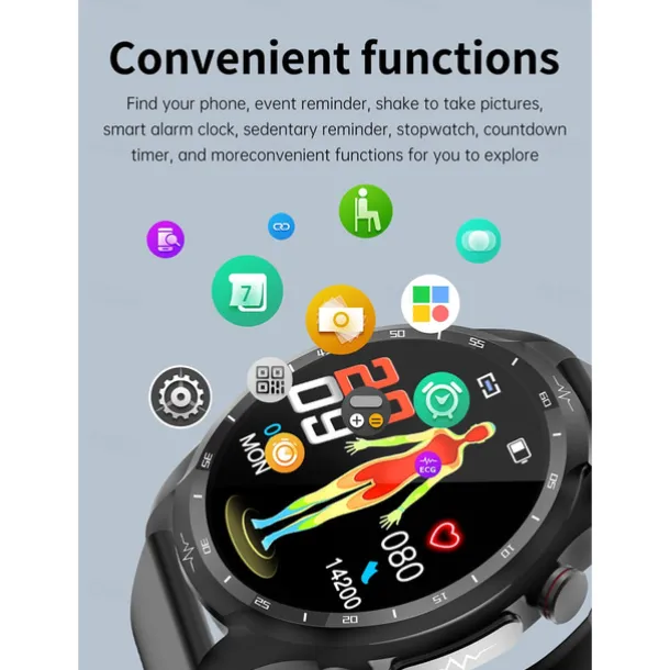 iMosi E430 Smart Watch 1.39 inch Smartwatch Fitness Running Watch Bluetooth ECG+PPG Pedometer Call Reminder Compatible with Android iOS Women Men Waterproof Media Control Message Reminder IP68 44mm