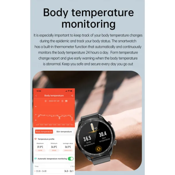 iMosi E430 Smart Watch 1.39 inch Smartwatch Fitness Running Watch Bluetooth ECG+PPG Pedometer Call Reminder Compatible with Android iOS Women Men Waterproof Media Control Message Reminder IP68 44mm