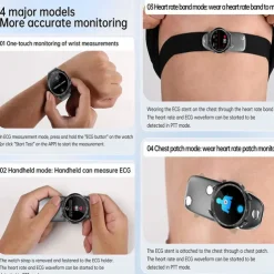 iMosi E430 Smart Watch 1.39 inch Smartwatch Fitness Running Watch Bluetooth ECG+PPG Pedometer Call Reminder Compatible with Android iOS Women Men Waterproof Media Control Message Reminder IP68 44mm