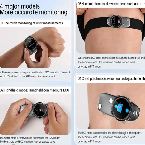 iMosi E430 Smart Watch 1.39 inch Smartwatch Fitness Running Watch Bluetooth ECG+PPG Pedometer Call Reminder Compatible with Android iOS Women Men Waterproof Media Control Message Reminder IP68 44mm