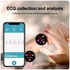 iMosi ECG PPG Women Smart Watch 1.27 inch Full Touch Screen Bluetooth Call Temperature Monitoring Pedometer Compatible with Android iOS Hands-Free Calls Waterproof IP68