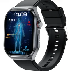 iMosi ET585 Smart Watch 2.04 inch Smartwatch Fitness Running Watch Bluetooth ECG+PPG Temperature Monitoring Pedometer Compatible with Android iOS Women Men Hands-Free Calls Waterproof Media Control