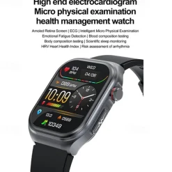 iMosi ET585 Smart Watch 2.04 inch Smartwatch Fitness Running Watch Bluetooth ECG+PPG Temperature Monitoring Pedometer Compatible with Android iOS Women Men Hands-Free Calls Waterproof Media Control