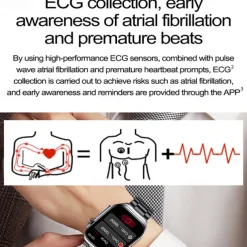 iMosi ET585 Smart Watch 2.04 inch Smartwatch Fitness Running Watch Bluetooth ECG+PPG Temperature Monitoring Pedometer Compatible with Android iOS Women Men Hands-Free Calls Waterproof Media Control